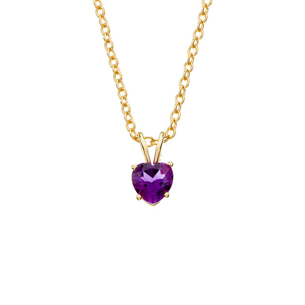 6mm Amethyst Heart Cable Chain Necklace in 14k Yellow Gold