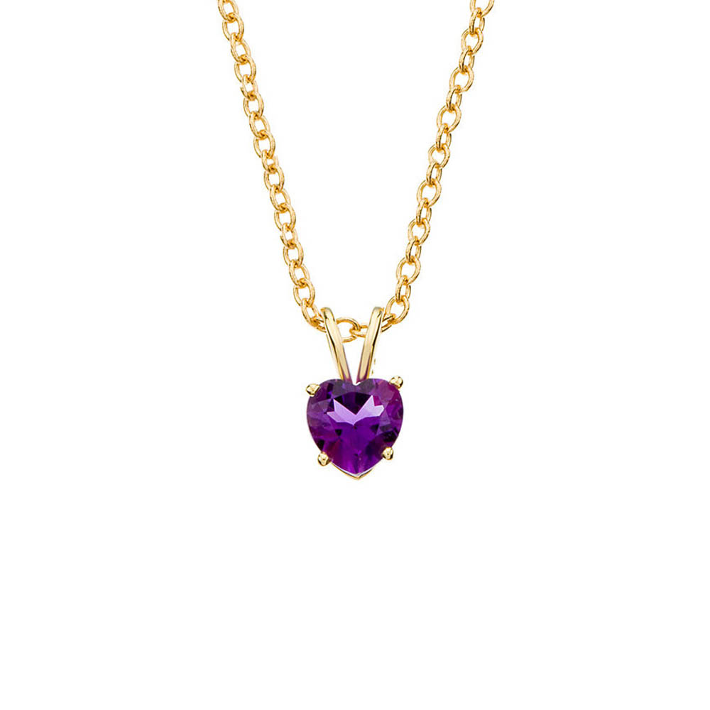 6mm Amethyst Heart Cable Chain Necklace in 14k Yellow Gold, 18 Inch