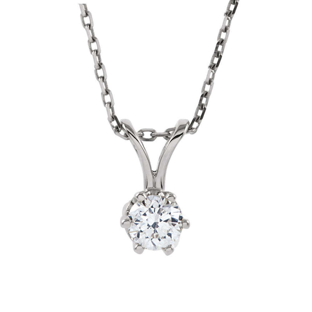 1/4 Ct Round Diamond Solitaire Necklace in 14k White Gold