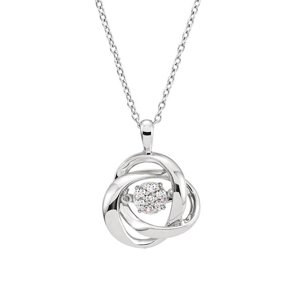 1/10 Cttw Diamond Knot Necklace in Sterling Silver, 18 Inch