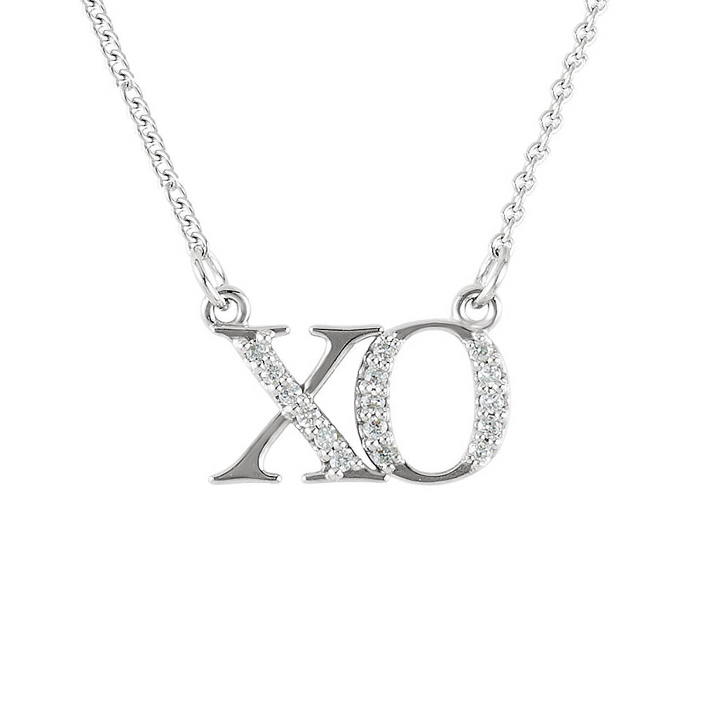 Diamond XO Necklace in 14k White Gold Necklace