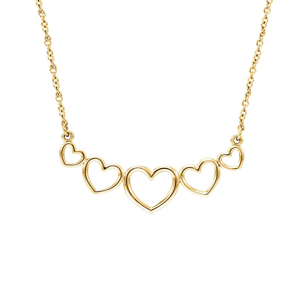 Graduated Heart Necklace in 14k Yellow Gold