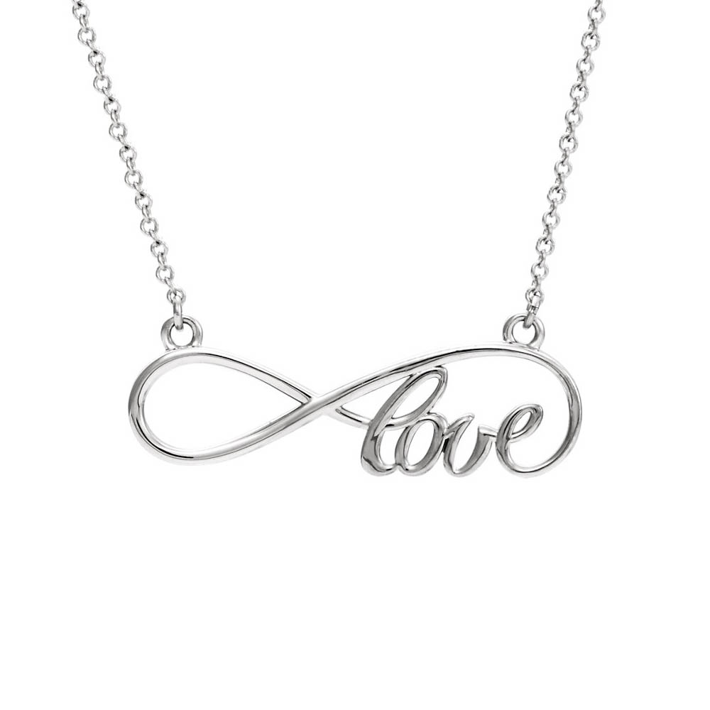 Love Infinity Necklace in 14k White Gold