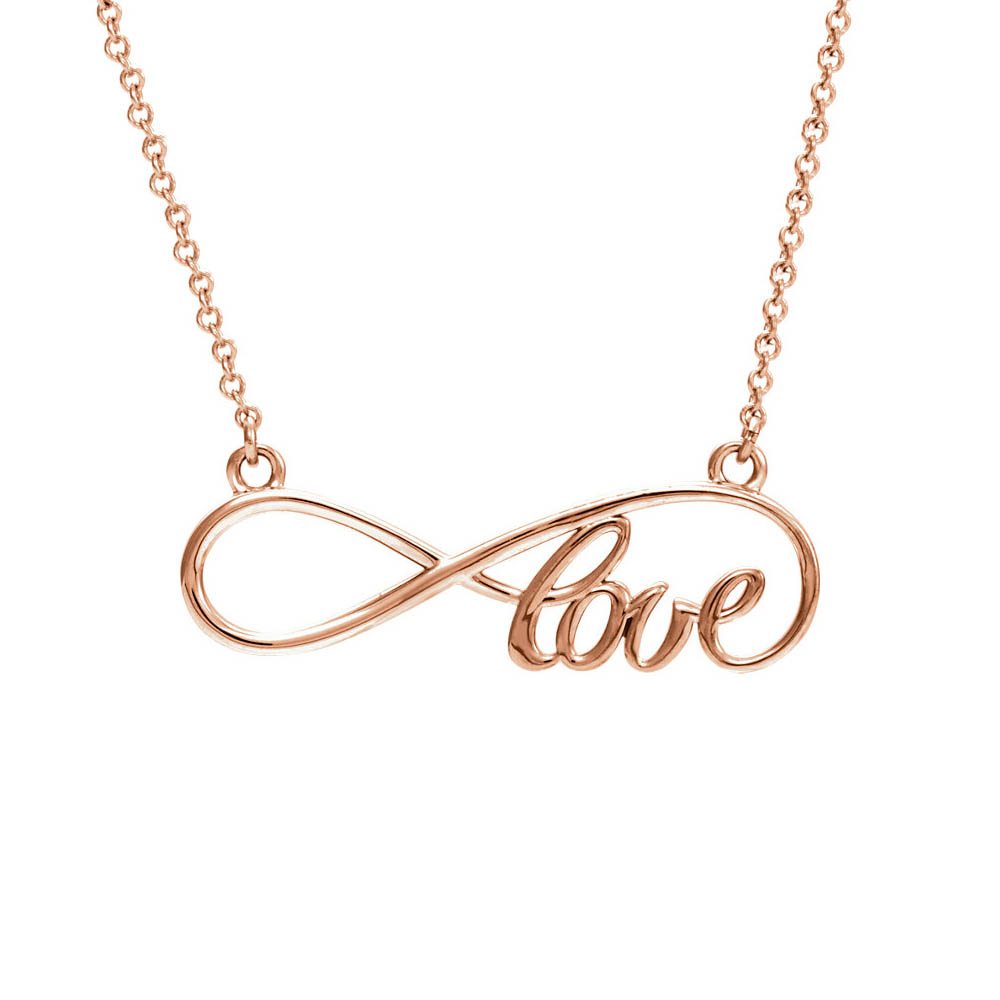 Love Infinity Necklace in 14k Rose Gold