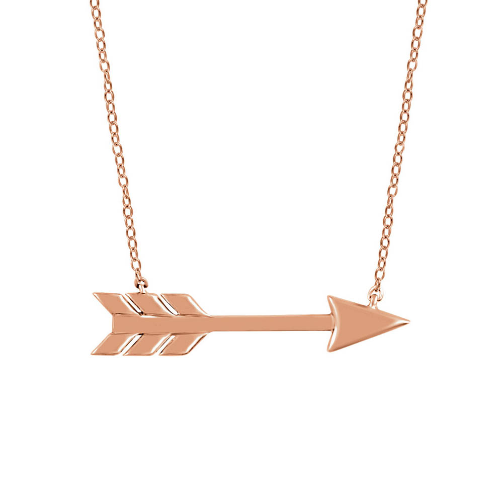 Dainty Horizontal Arrow Necklace in 14k Rose Gold