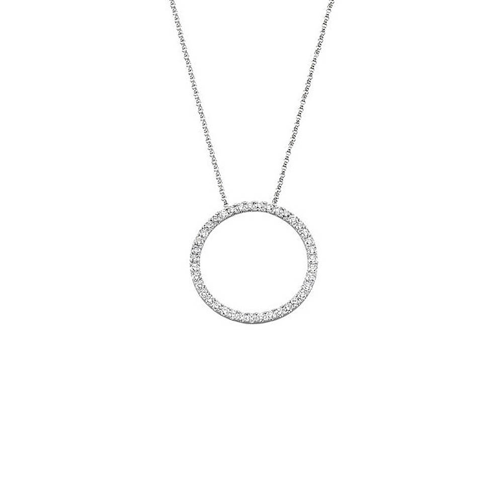 26mm 1 Cttw Diamond Circle Necklace in 14k White Gold, 18 Inch