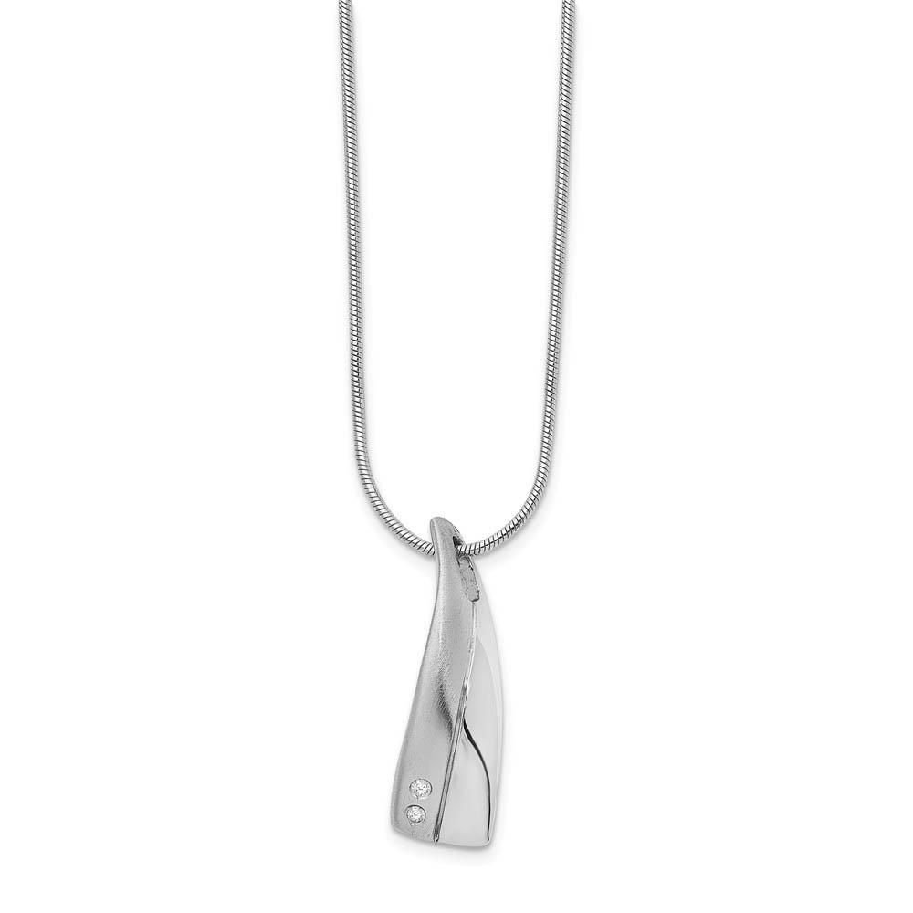 Vertical Diamond Accent Silver Adjustable Necklace