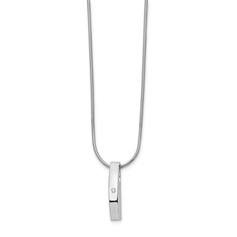 Diamond Accent Vertical Bar Adjustable Silver Necklace