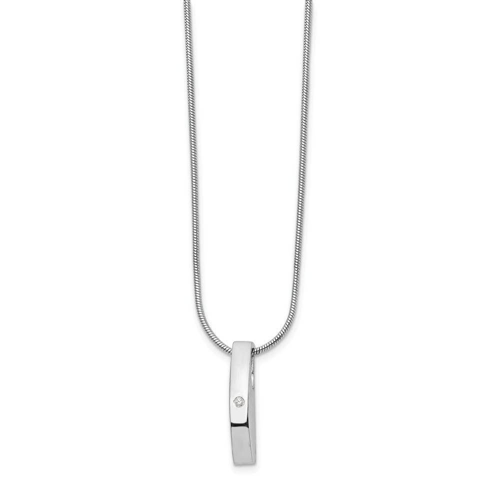 Diamond Accent Vertical Bar Adjustable Silver Necklace, 18 Inch