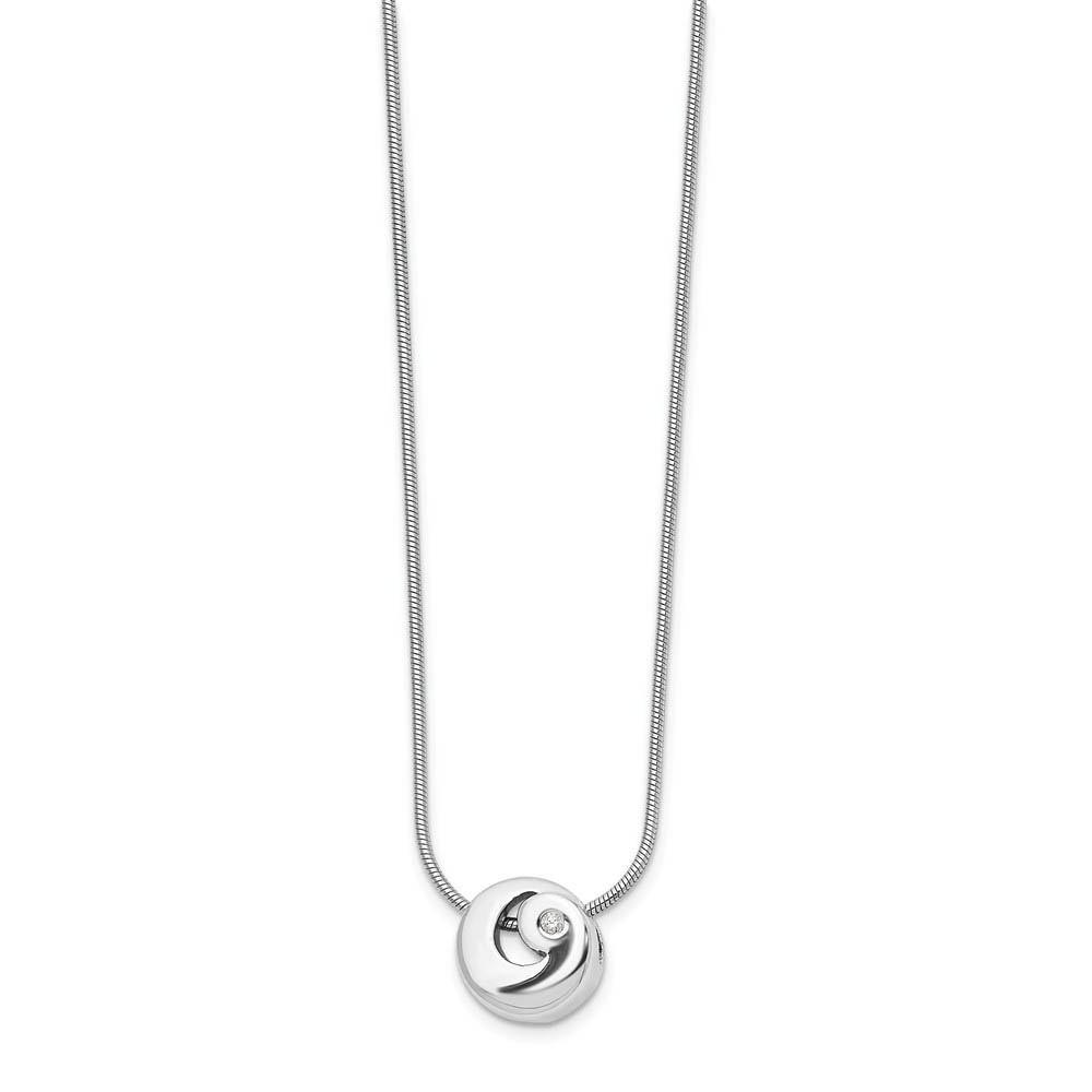 Diamond Swirl Necklace in Rhodium Plated Silver, Inch