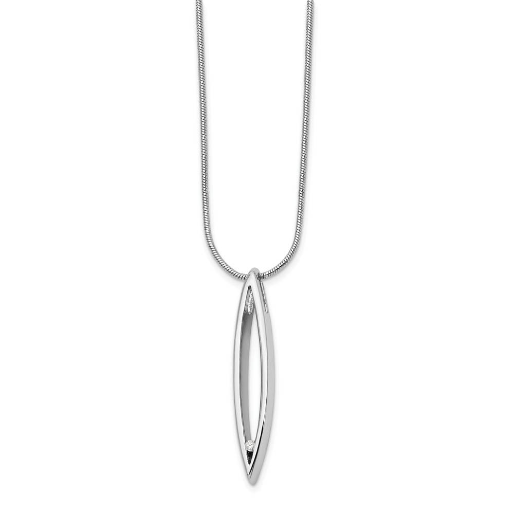 Diamond Accent Marquise Necklace in Rhodium Plated Silver, Inch