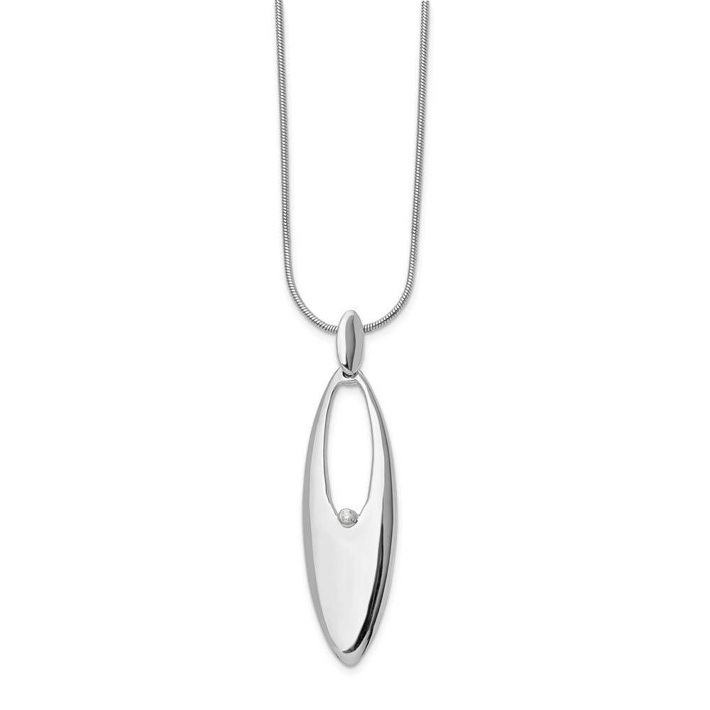 Marquise Diamond Accent Necklace in Rhodium Plated Silver, Inch