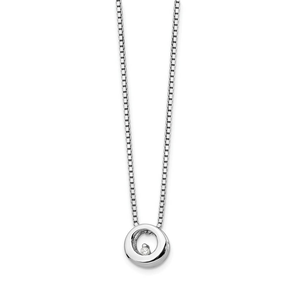 Diamond Accent 9mm Circle Necklace, Rhodium Plated Silver, Inch