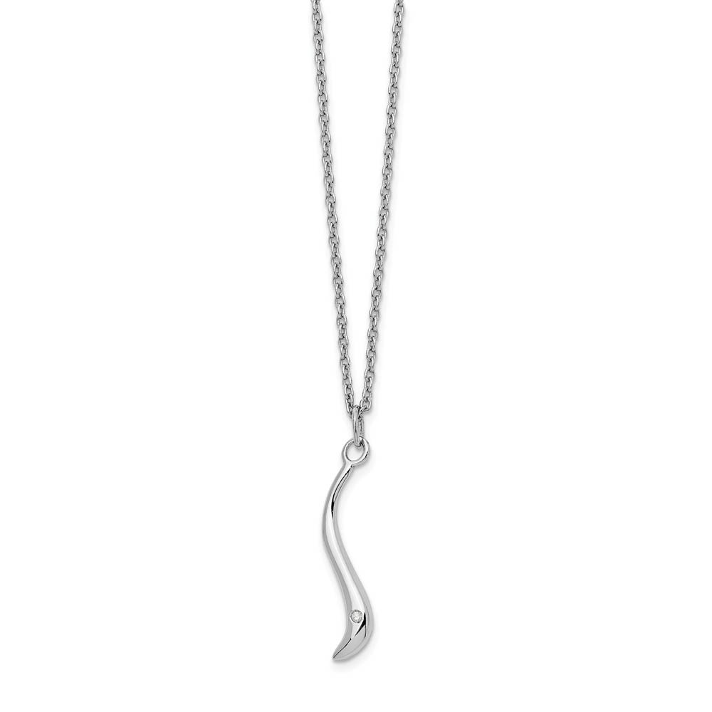 Serpentine Diamond Necklace in Rhodium Plated Silver, Inch