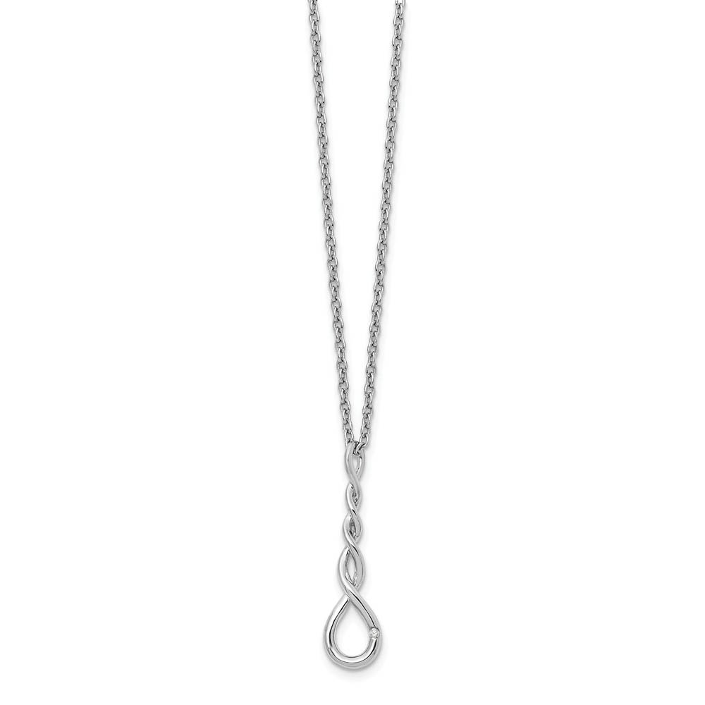 Twisted Diamond Pendant Adjustable Necklace in Rhodium Plated Silver