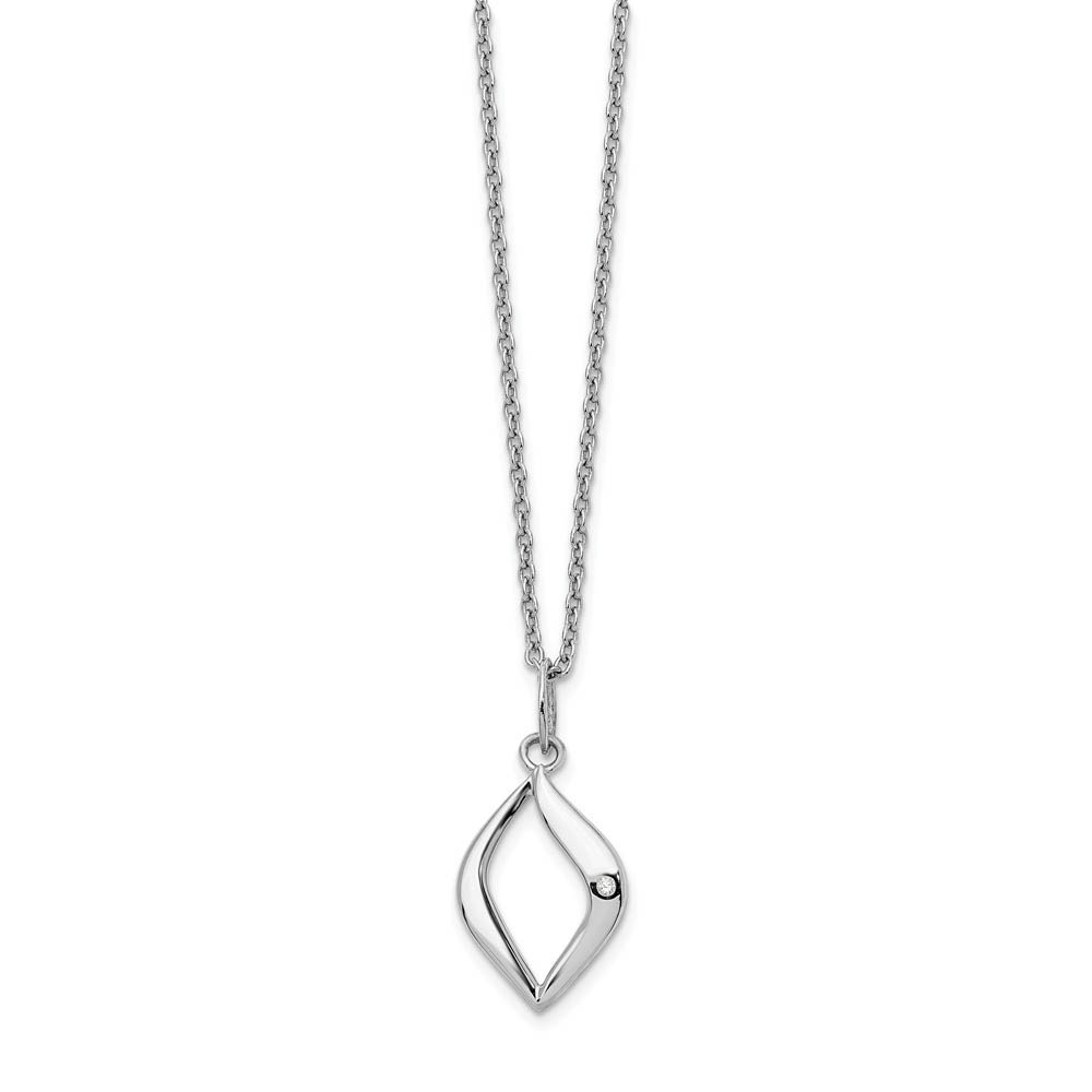 Marquise Diamond Necklace in Rhodium Plated Silver, Inch