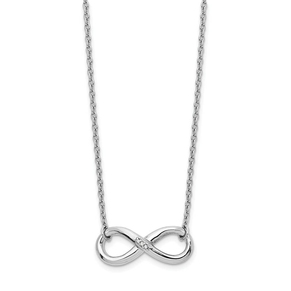 Infinity Diamond Accent Necklace, Rhodium Sterling Silver, 18-20 Inch