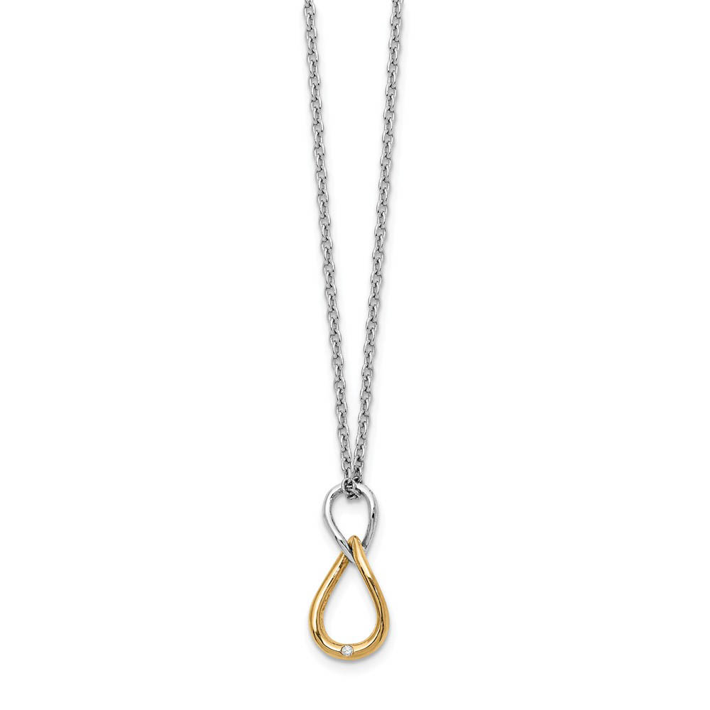 Twisted Diamond Necklace, Rhodium & Gold Tone Plated Silver