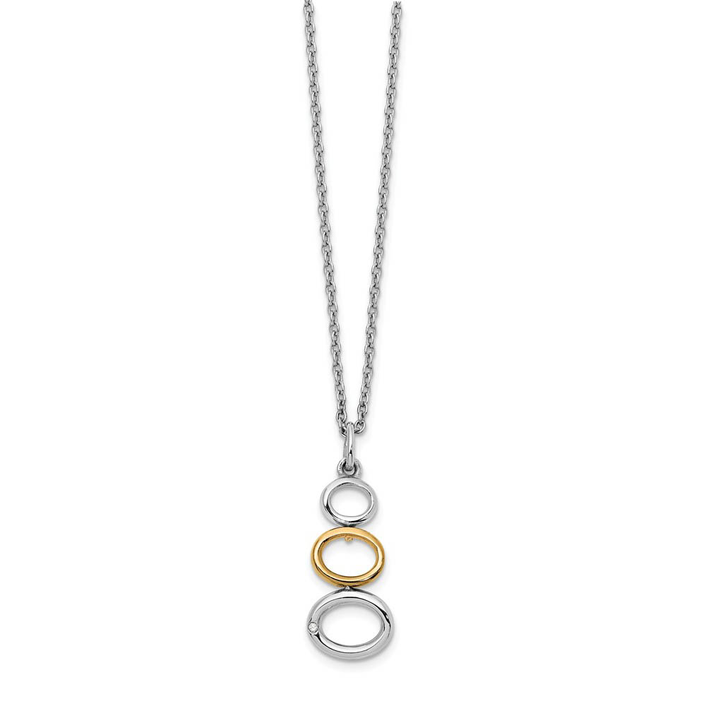 Descending Circle Diamond Necklace in Rhodium Gold tone Plated Silver