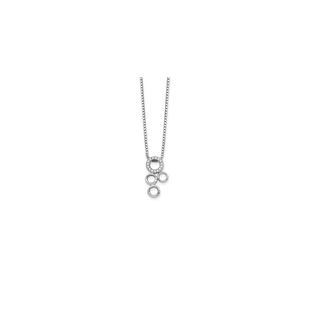Multi Circle Diamond Necklace in Rhodium Plated Silver, Inch
