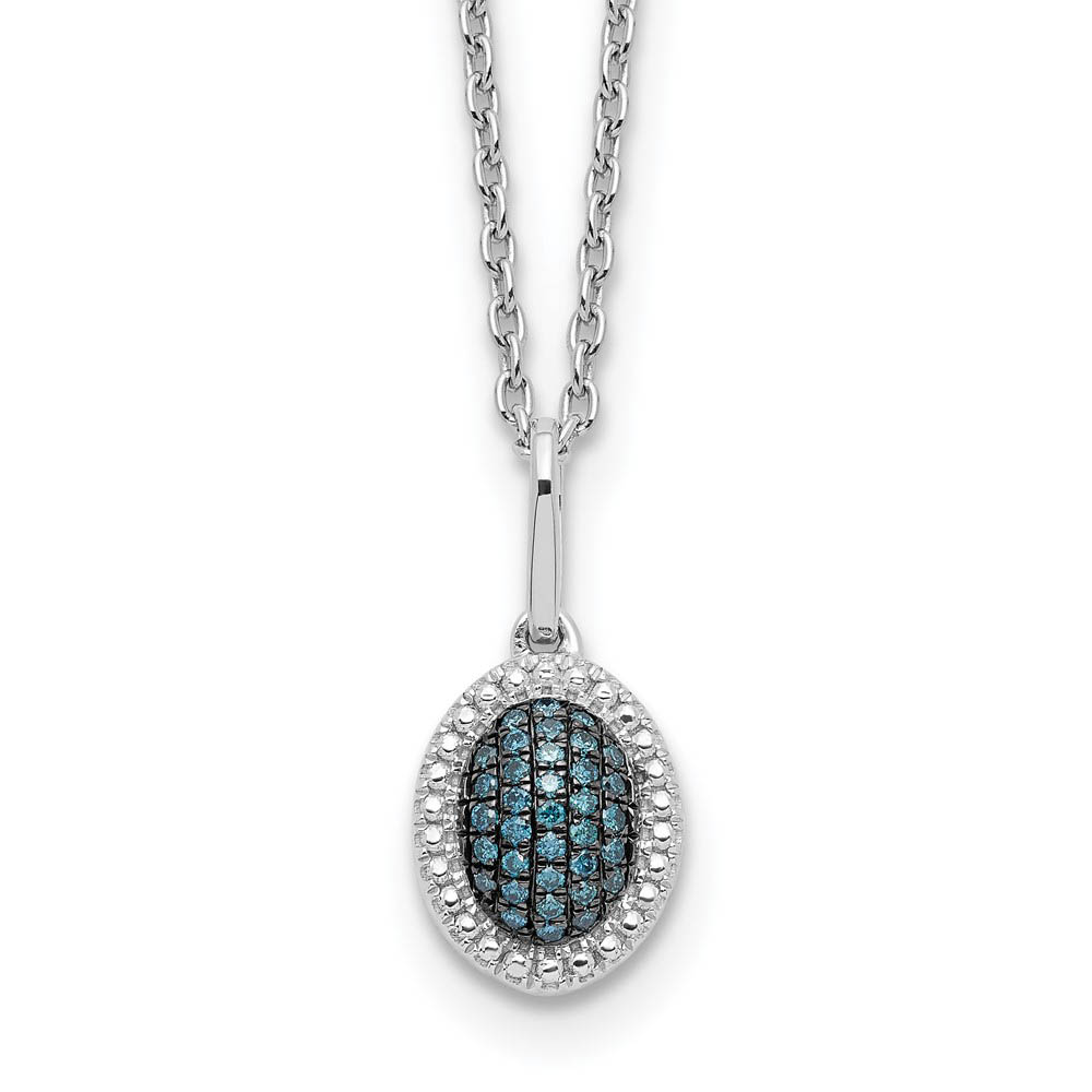 1/20 Ctw Blue & White Diamond Oval Necklace in Sterling Silver