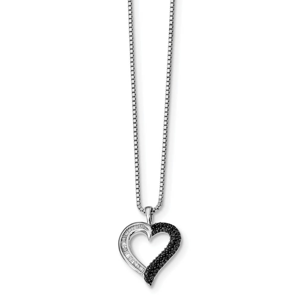 1/4 Cttw Black &amp; White Diamond 16mm Heart Necklace in Sterling Silver