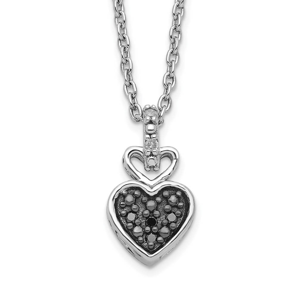 1/20 Ctw Black &amp; White Diamond Small Heart Necklace in Sterling Silver