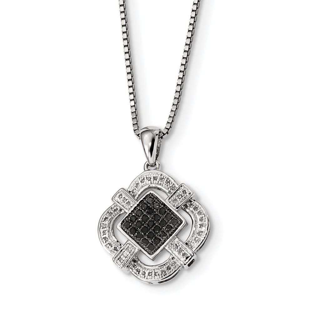 1/3 Cttw Black & White Diamond Rhombus Necklace in Sterling Silver