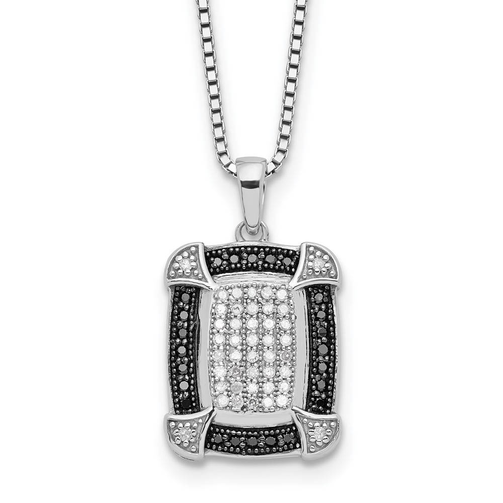 1/3 Cttw Black &amp; White Diamond Rectangle Necklace in Sterling Silver