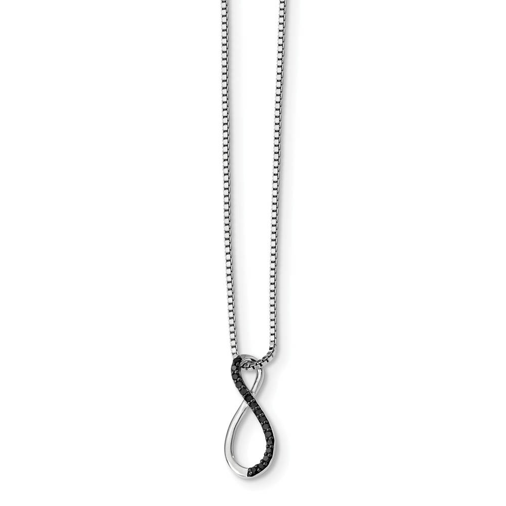 Black Diamond Figure 8 Necklace in Rhodium Plated Sterling Silver