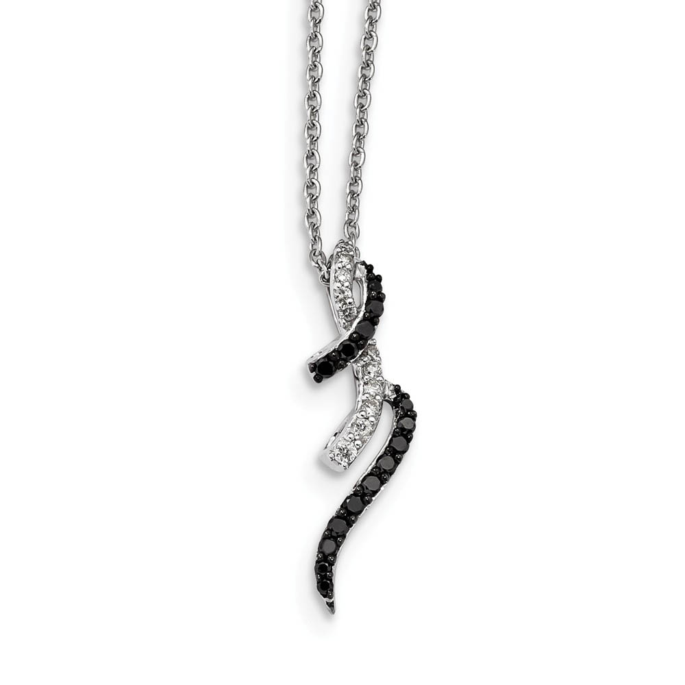 1/3 Cttw Black & White Diamond Spiral Necklace in Sterling Silver