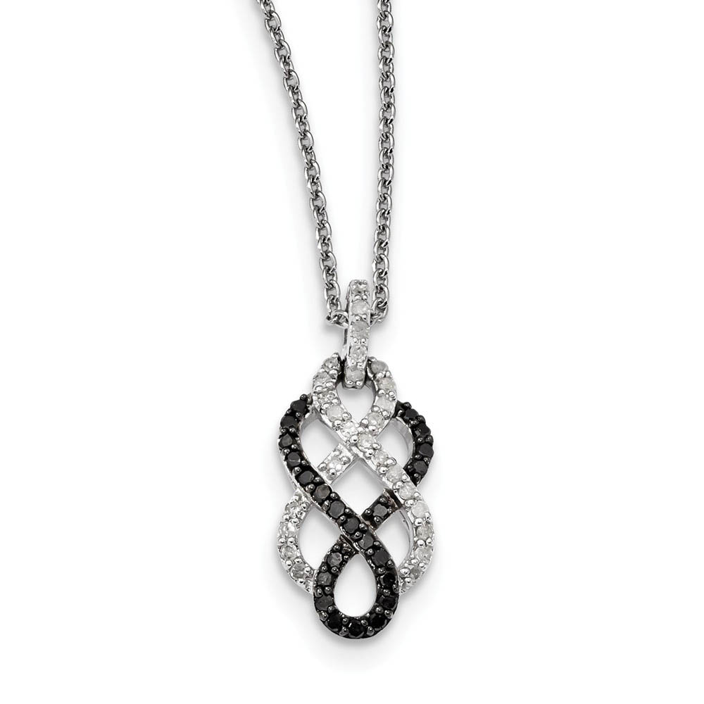 1/2 Cttw Black &amp; White Diamond Infinity Necklace in Sterling Silver