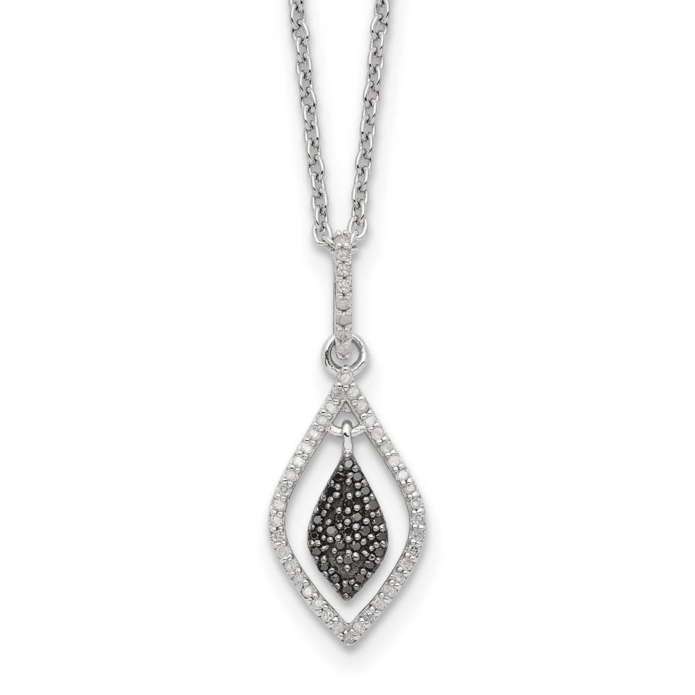 1/5 Ctw Black &amp; White Diamond Double Marquise Sterling Silver Necklace