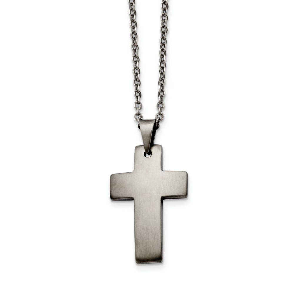 Men&#039;s Brushed Stainless Steel Latin Cross Necklace, 20 Inch