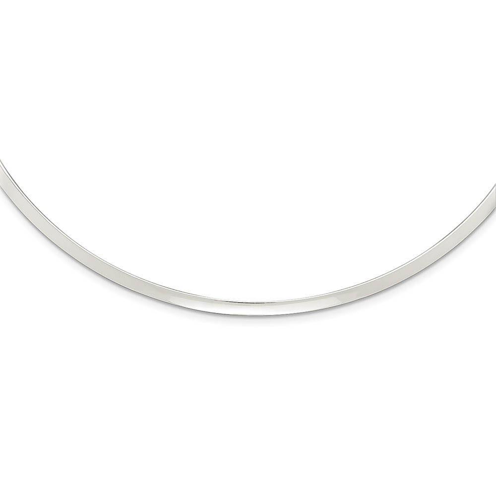 3mm Sterling Silver Polished Slip On Neck Collar, 14 Inch