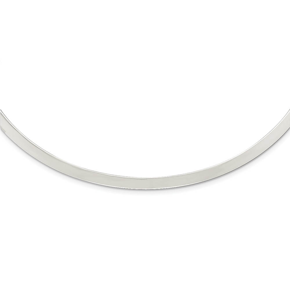 4mm Sterling Silver Polished Slip On Neck Collar, 14 Inch