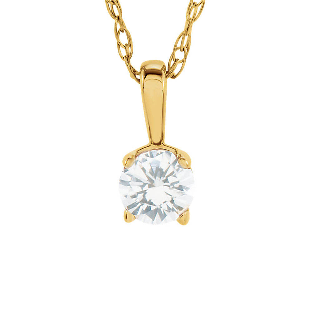 Youth 3mm Round White Sapphire Necklace in 14k Yellow Gold, 14 Inch