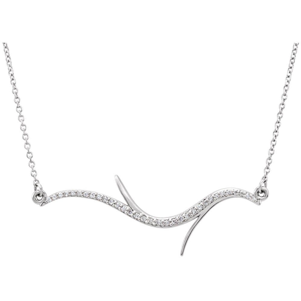 1/8 Ctw Diamond Freeform Bar Necklace in 14k White Gold, 18 Inch