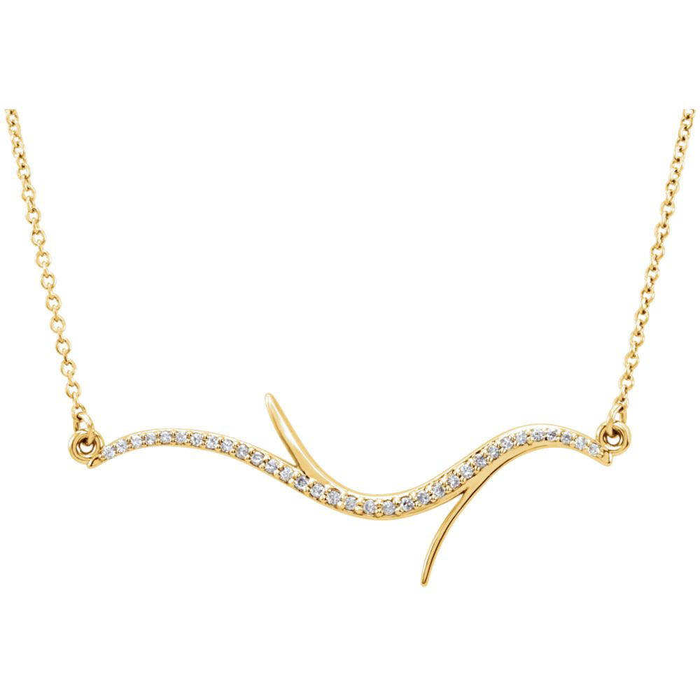 1/8 Ctw Diamond Freeform Bar Necklace in 14k Yellow Gold
