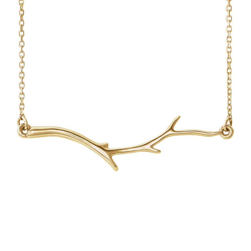Polished Branch Necklace in 14k Yellow Gold