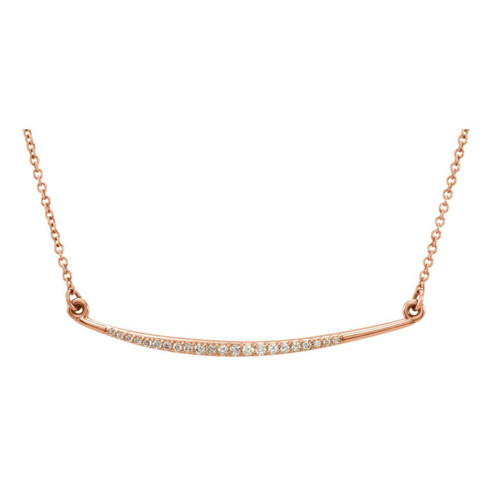 1/8 Ctw Diamond Curved Bar Necklace in 14k Rose Gold, 16 Inch