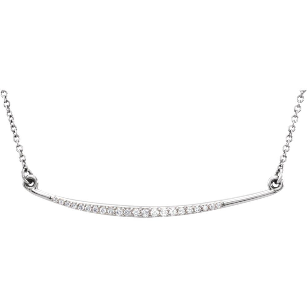 1/8 Ctw Diamond Curved Bar Necklace in 14k White Gold, 16 Inch