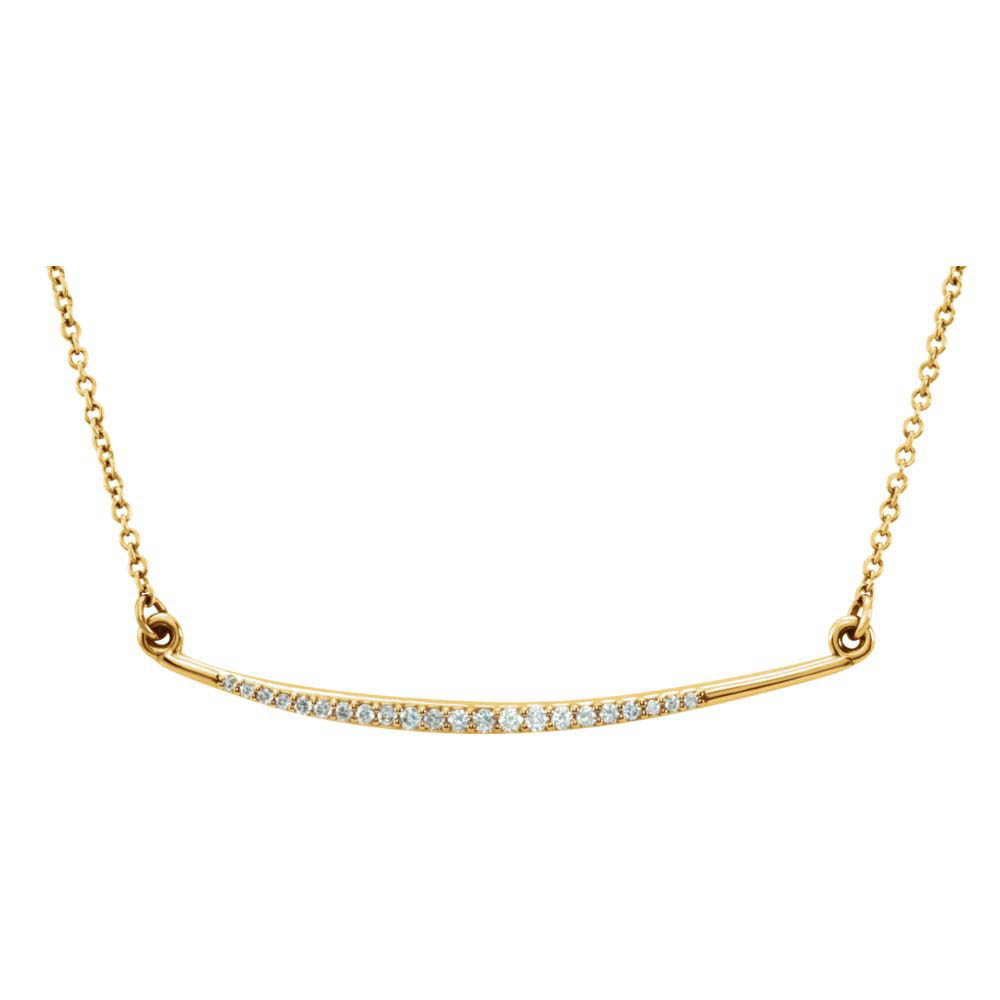 1/8 Ctw Diamond Curved Bar Necklace in 14k Yellow Gold, 16 Inch