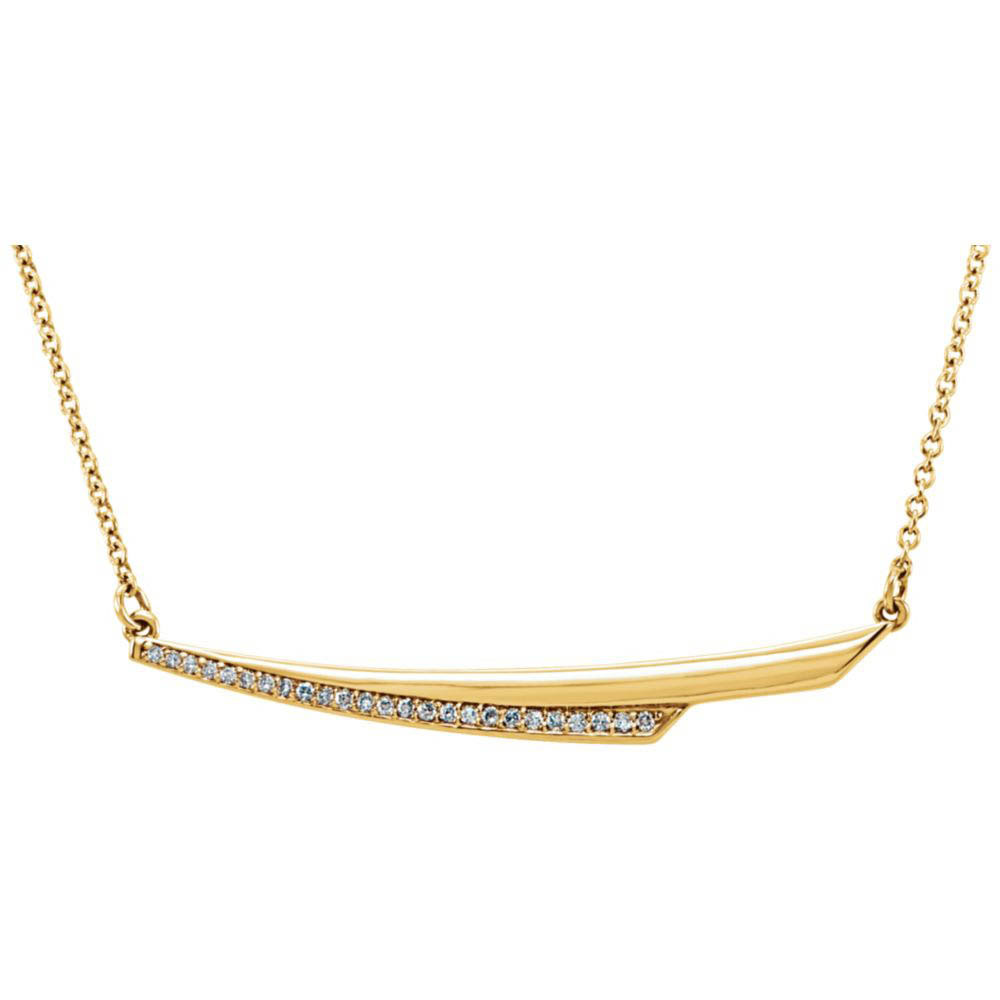 .08 Ctw Diamond Freeform Bar Necklace in 14k Yellow Gold