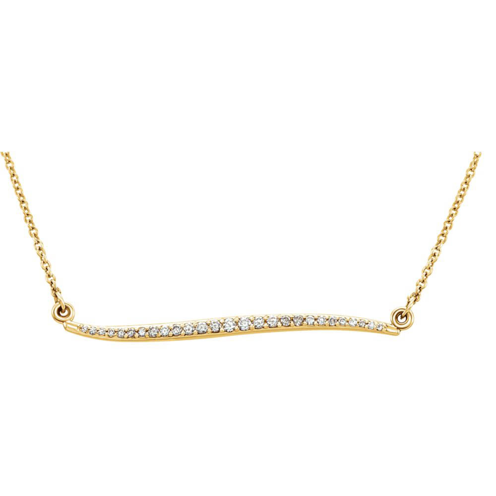 1/6 Ctw Diamond Curved Bar Necklace in 14k Yellow Gold