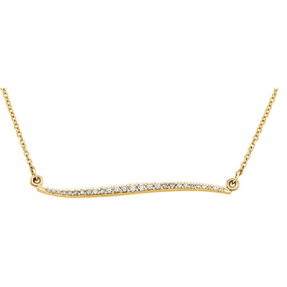 1/6 Ctw Diamond Curved Bar Necklace in 14k Yellow Gold, 17.5 Inch