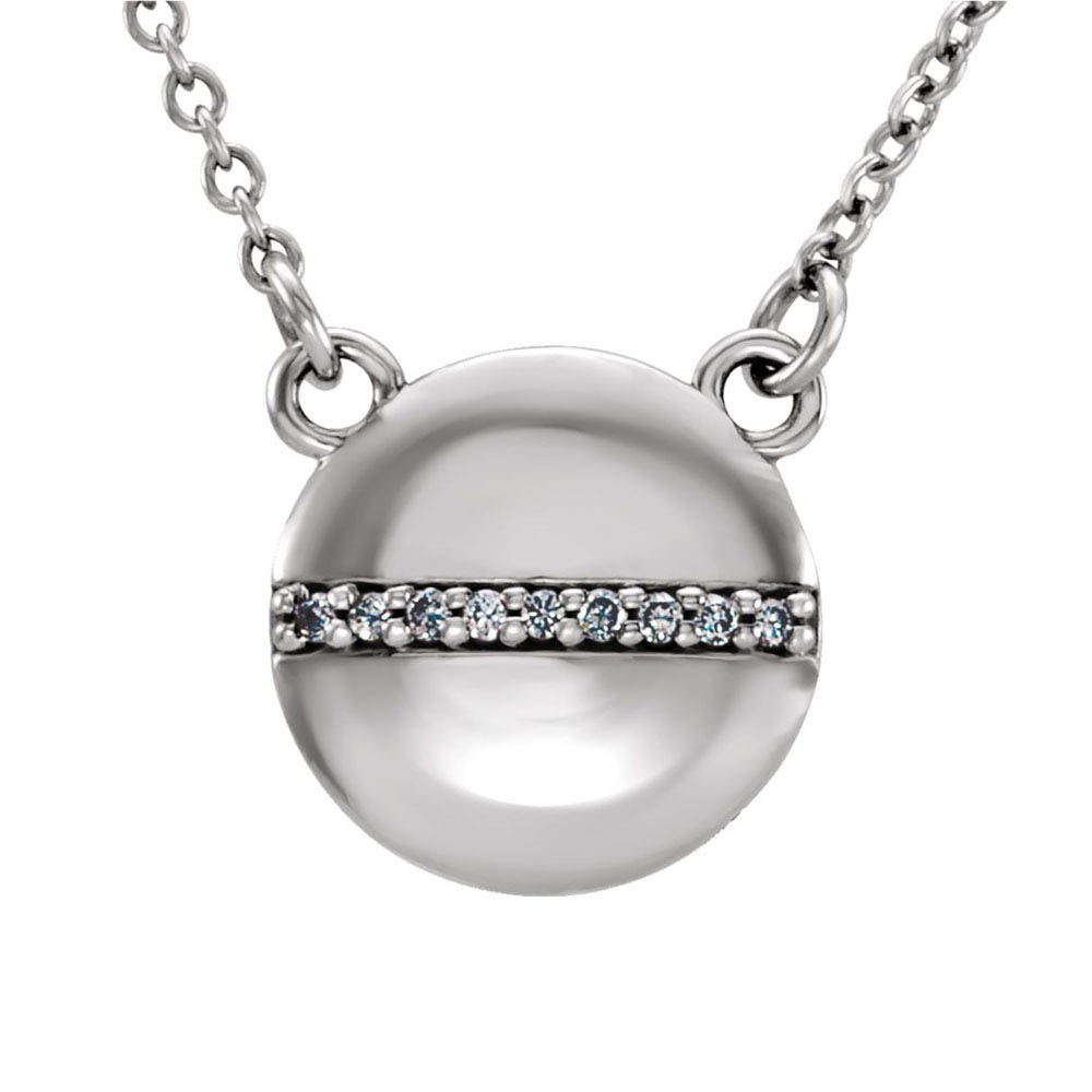 .025 Ctw Diamond 10mm Circle Necklace in 14k White Gold, 16 Inch