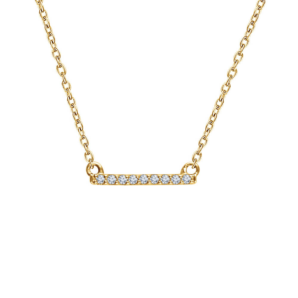 1/15 Ctw Diamond 12mm Bar Necklace in 14k Yellow Gold, Inch