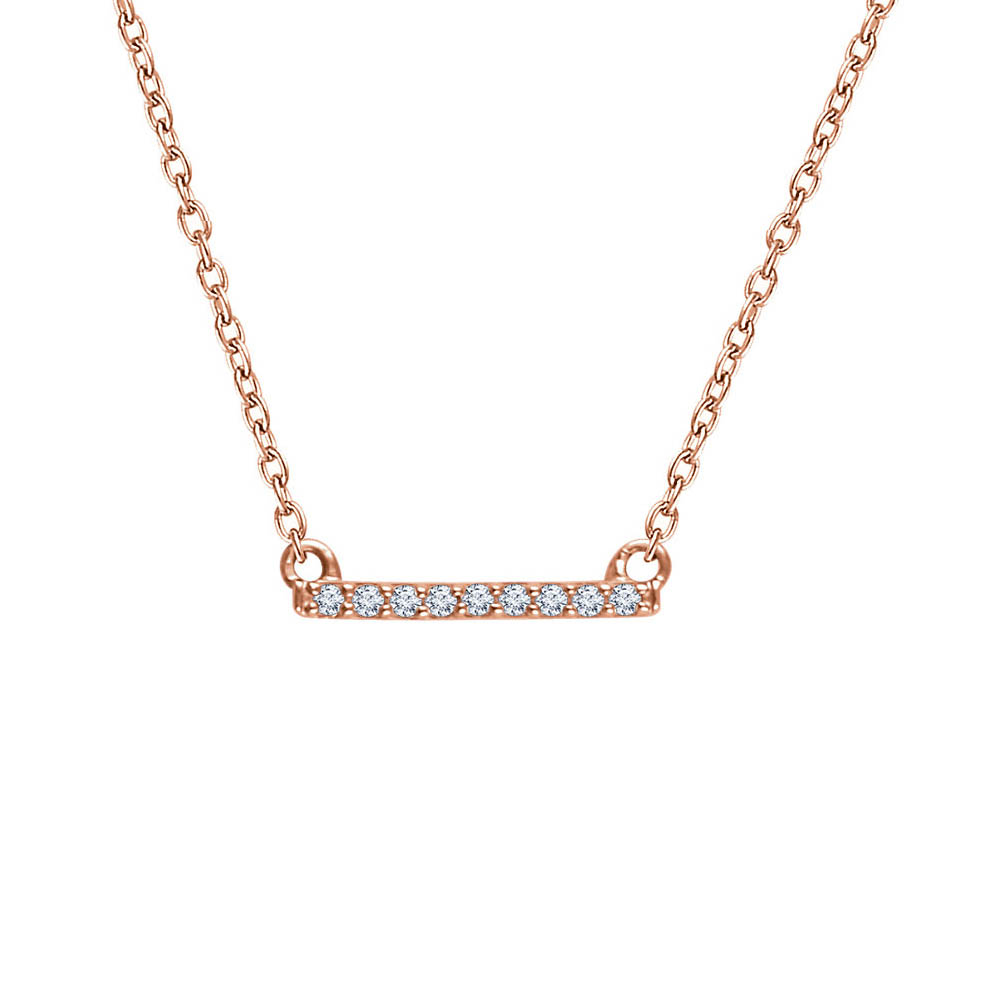 1/15 Ctw Diamond 12mm Bar Necklace in 14k Rose Gold, Inch