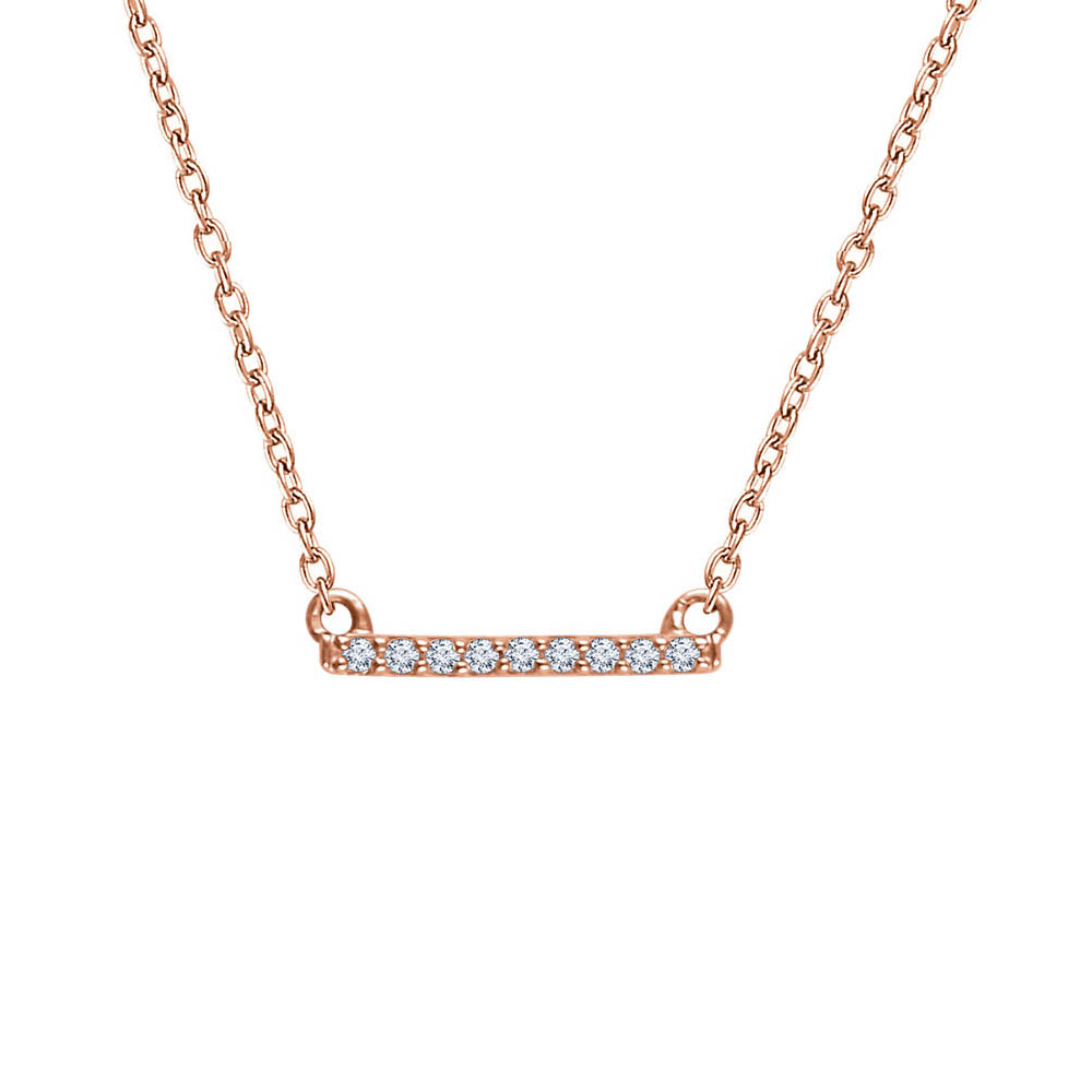 1/15 Ctw Diamond 12mm Bar Necklace in 14k Rose Gold, 16-18 Inch